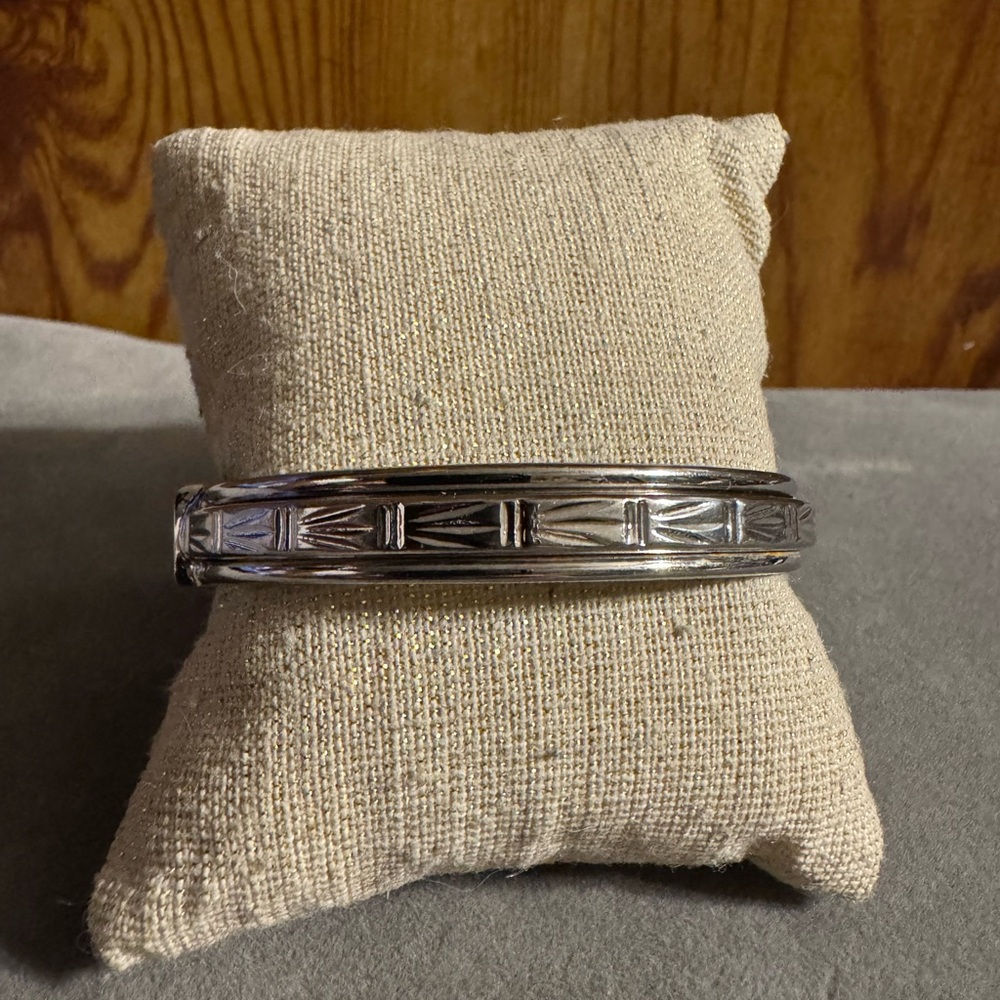 Silver Tone Statement Hinged Cuff Bracelet - image 7